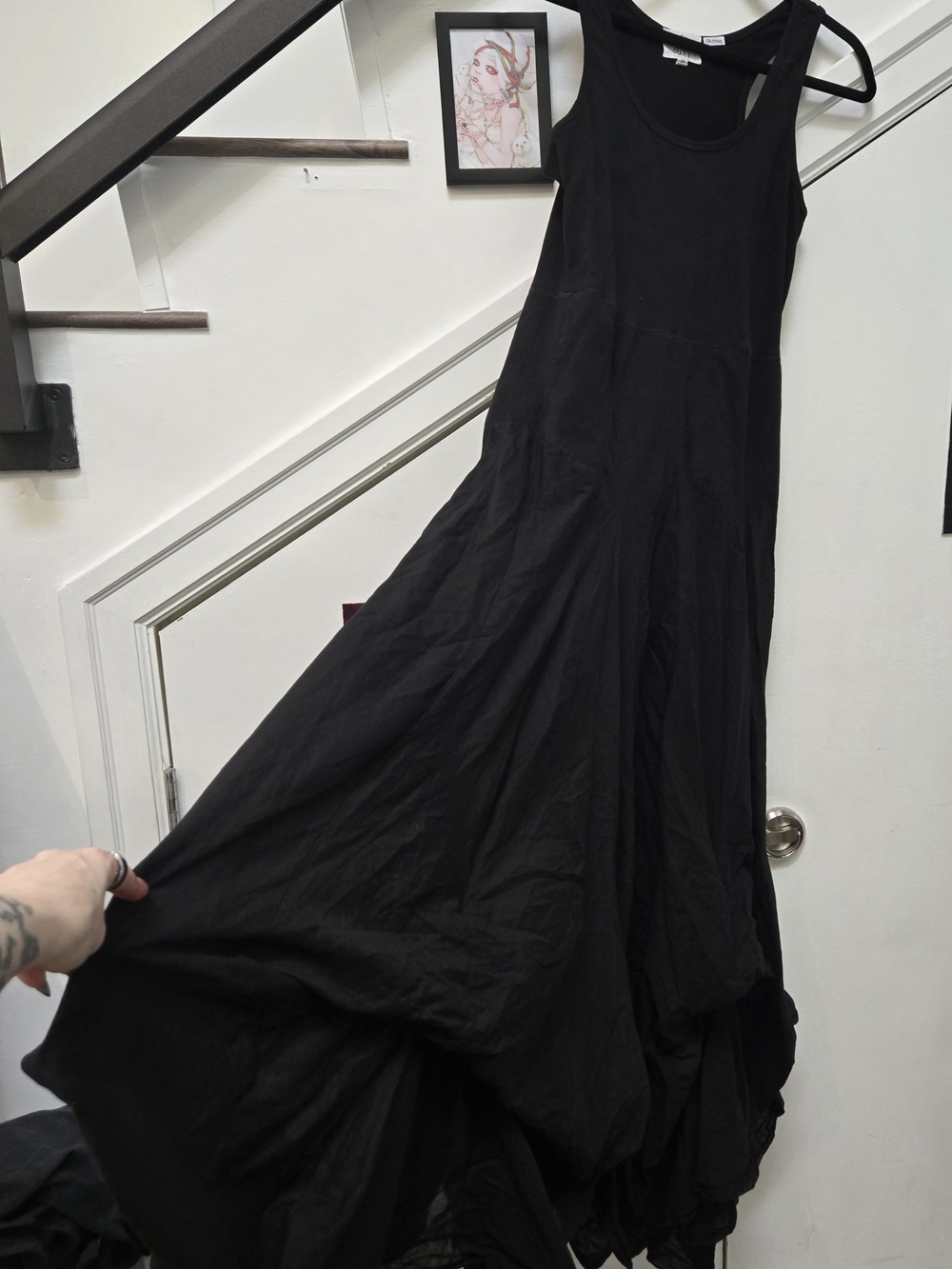 Black Sleeveless Summer Maxi Dress - M